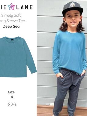 Pixie Lane Kids' Simply Soft Long Sleeve Tee - Deep Sea Blue